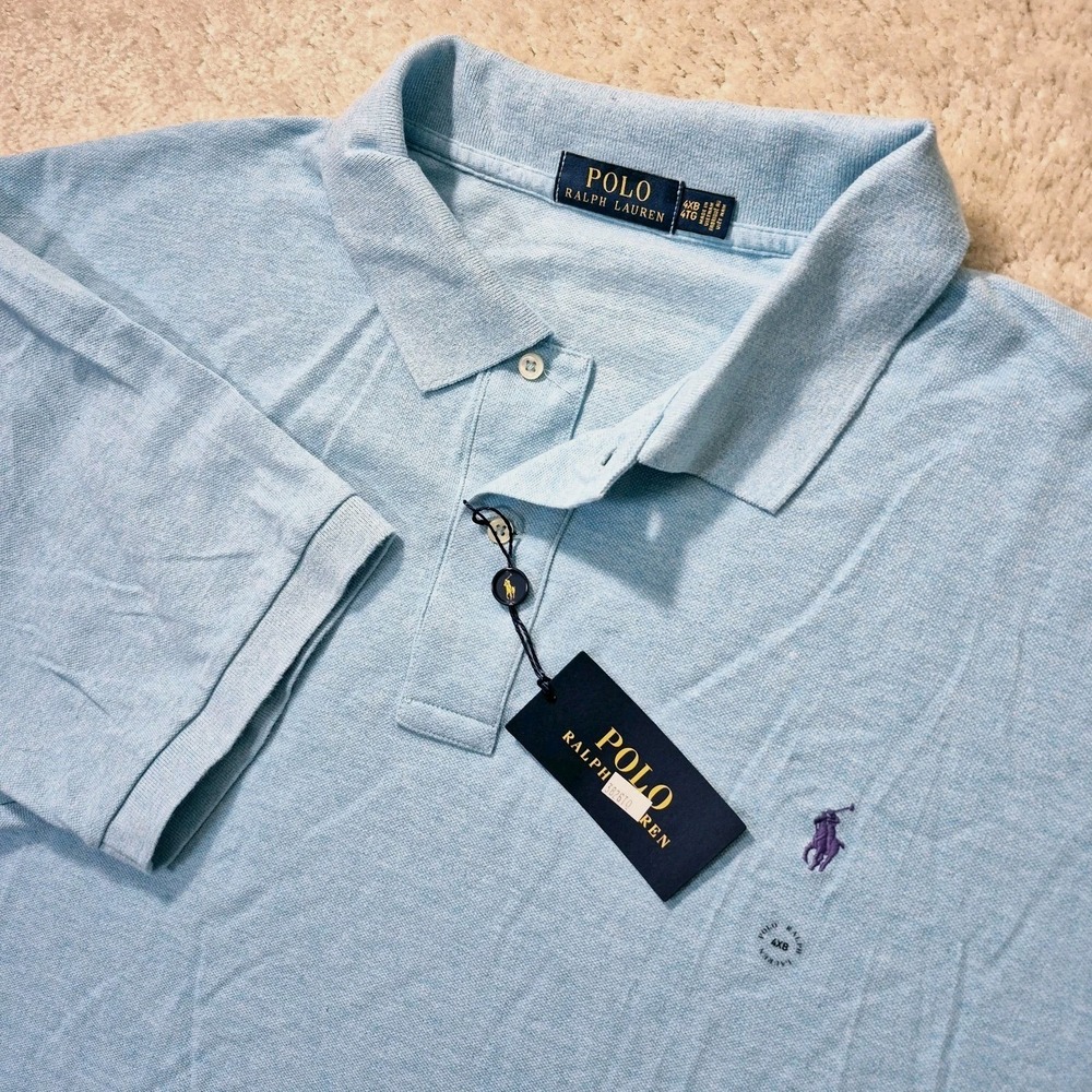 Polo Ralph Lauren Polo Shirt Mens 4XB Blue Pique Cotton Preppy Academia New